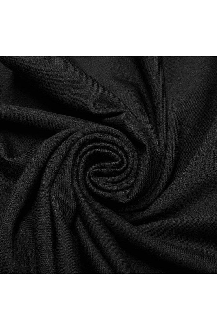 Black Long Sleeve Leather Strap Decoration Broken Holes Knit Men's Punk T-Shirt