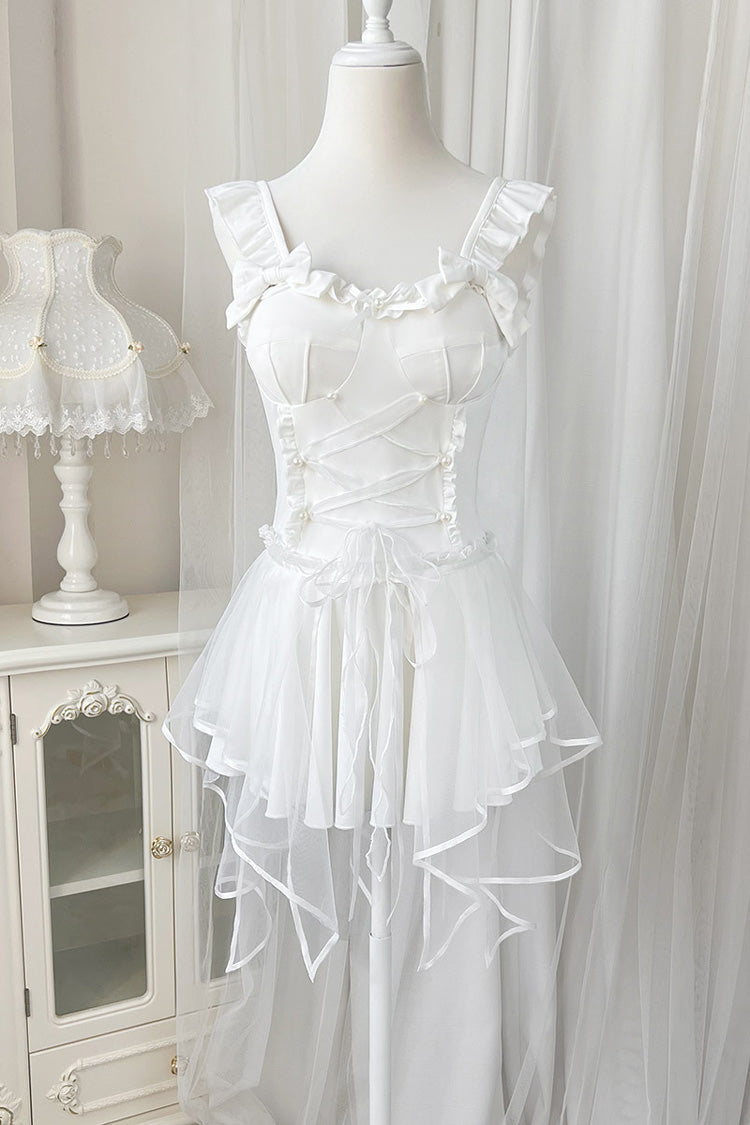White Bowknot Sleeveless Cute Sweet Lolita One Piece Swimsuit