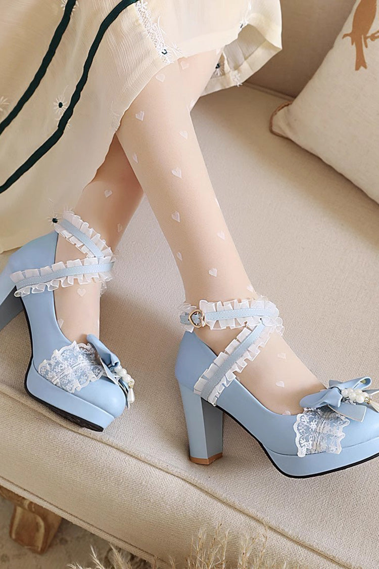 Sweet Lace Bowknot Princess Lolita Shoes 5 Colors