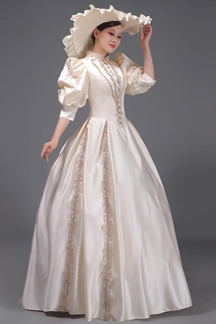 Champagne European Court Short Sleeves Sweet Vintage Princess Victorian Dress