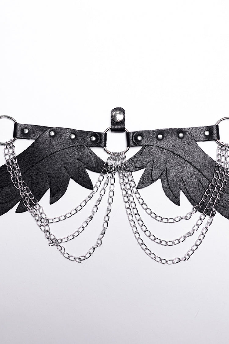 Artificial Leather Stitching Women's Steampunk Feather Wing Harness 2 Colors