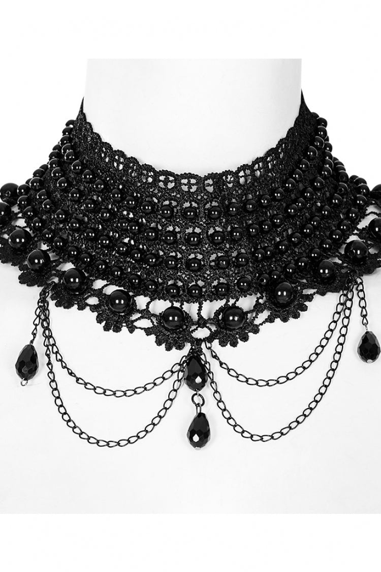Black Pearl Hollow Lace Women's Gothic Gorgeous Choker