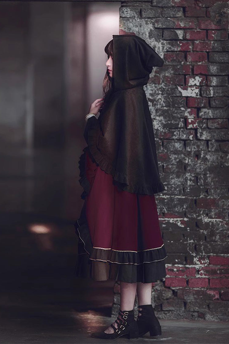 Purple/Black Trainee Magician Fake Two Piece Long Sleeves Ruffle Pleated Gothic Lolita Dress