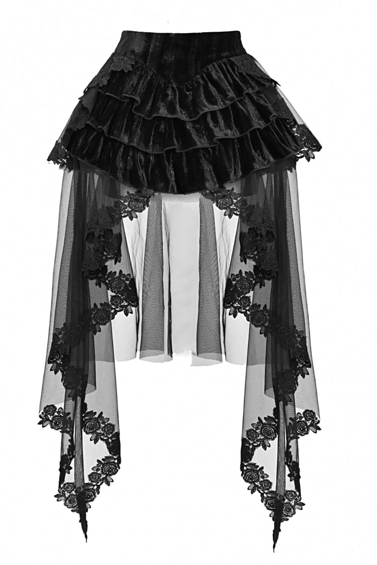 Black/Red Duchess Rococo Fishbone Girdle Multi-layer Ruffle Gothic Lolita Skirt