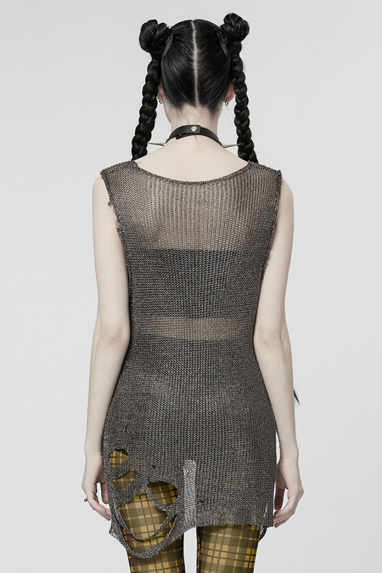 Sleeveless Mesh Ripped Women's Steampunk Sweater 2 Colors