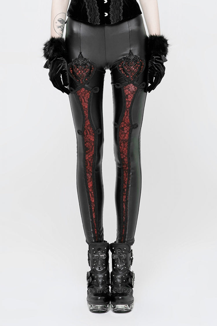 Floral Print Embroidery Decoration Lace Women's Steampunk Leggings 2 Colors