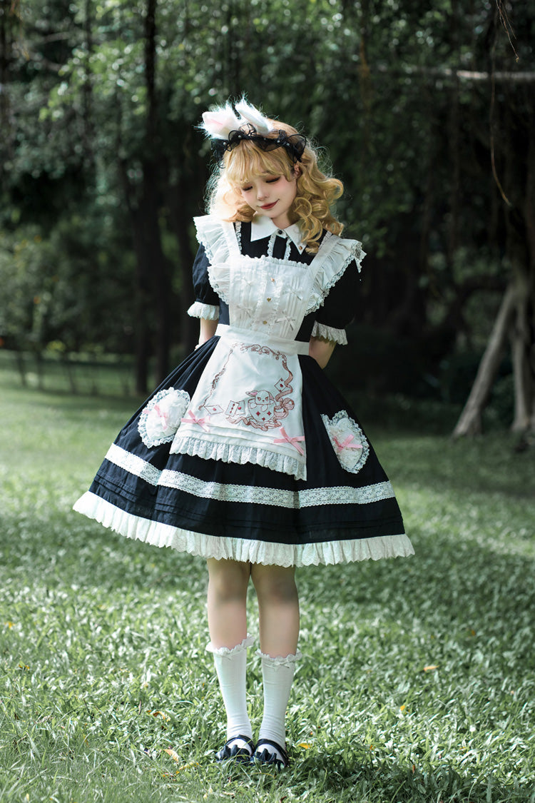 Black Meet Alice Long Sleeves Ruffle Lace Sweet Princess Lolita Jsk Dress