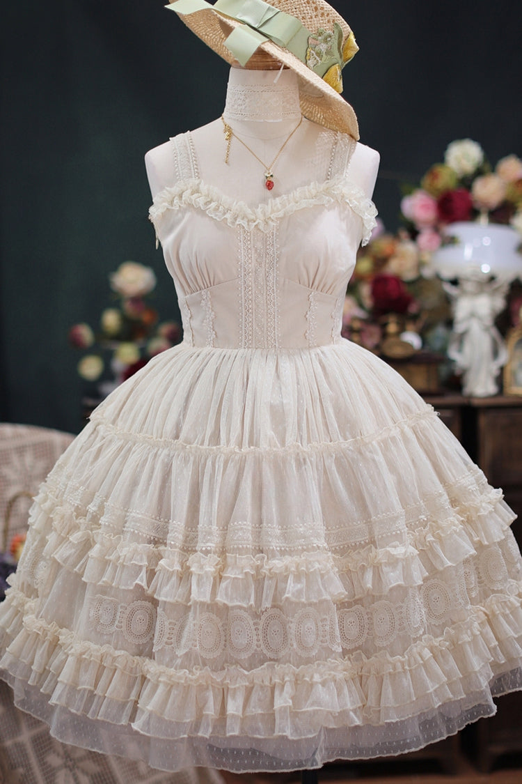 Dream Bouquet Elegant French Ruffle Sweet Lolita JSK Tiered Dress 4 Colors