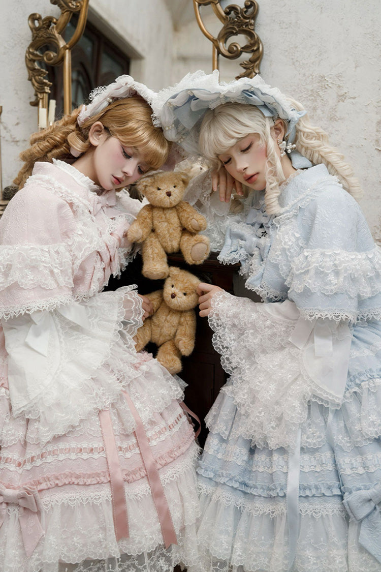 Pink [Reinas] Sleeveless Ruffle Bowknot Lace Sweet Lolita Jsk Dress