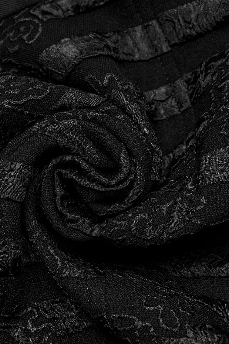 Black V Collar Jacquard Stripes Print Men's Gothic Vest
