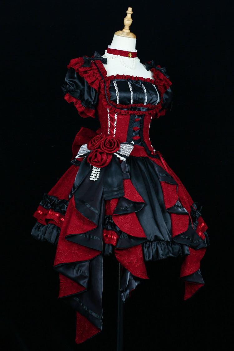 [Spring Overture] Square Collar Short Sleeves Ruffle Cardigan Bowknot Lace Sweet Elegant Lolita Skirt Set 4 Colors