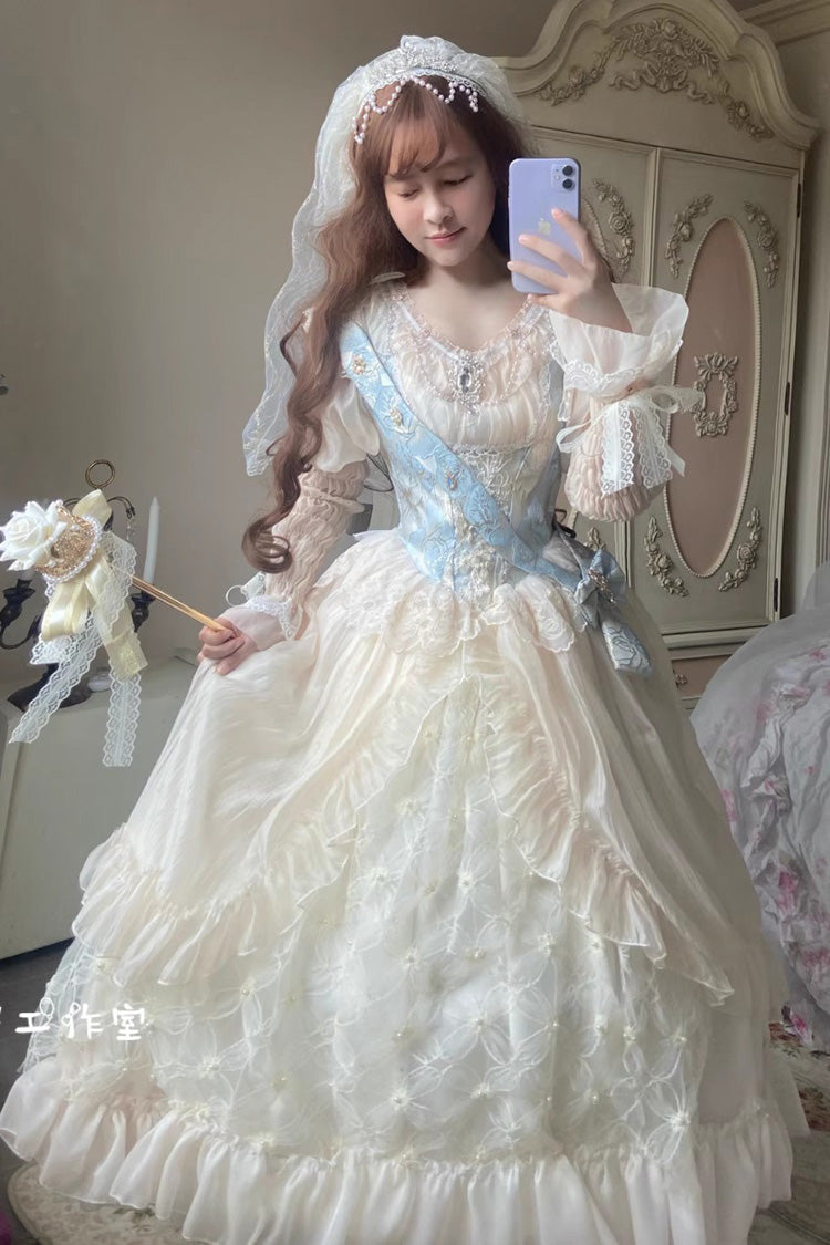 Ivory Crown Coronation Ruffle Hanayome Cardigan Bowknot Lace Sweet Gorgeous Lolita Dress