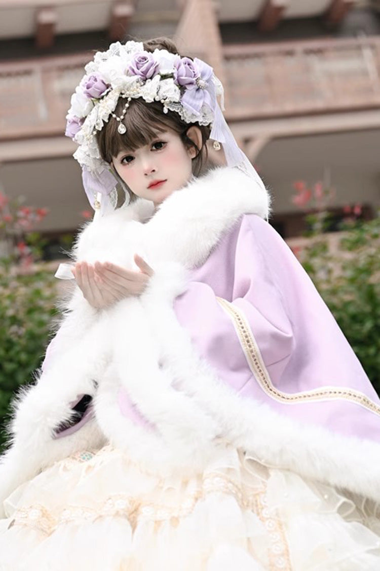 [Snowflake Ballad] Sweet Princess Fur-Collar Lolita Coat Cloak 7 Colors