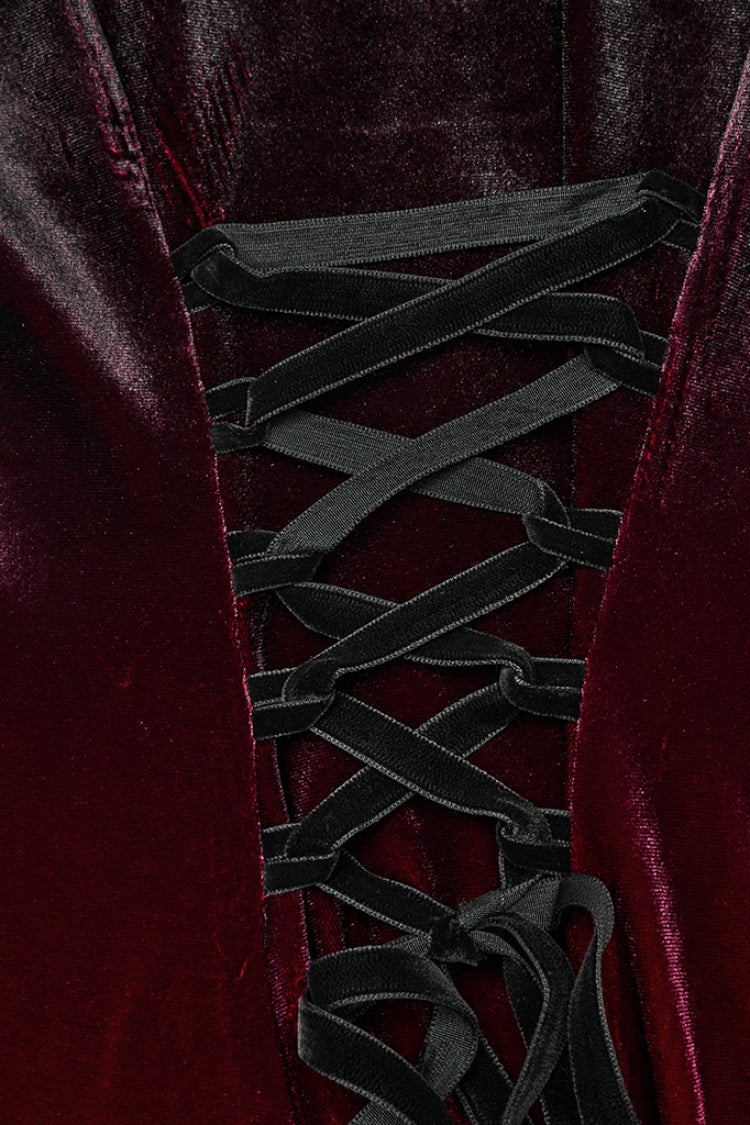 Black/Red Doll Collar Long Sleeves Gradient Embroidery Women's Gothic Prom Dress