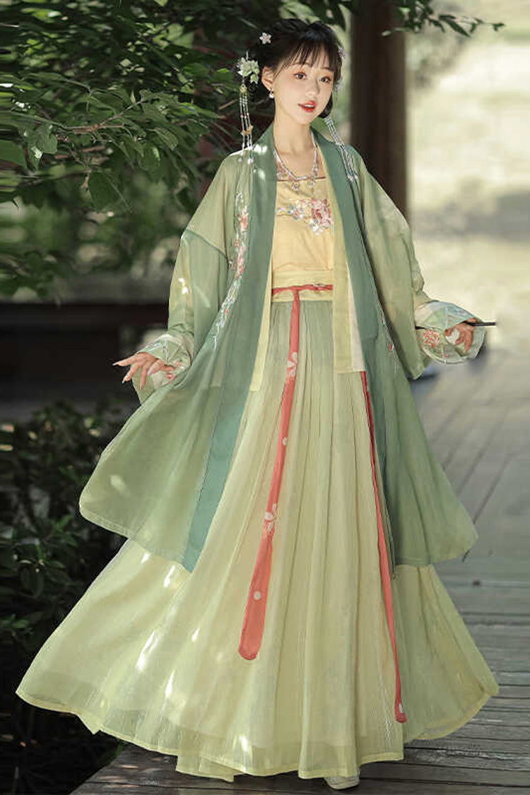 [Taochun Creek] Ensemble Hanfu classique décontracté pour femmes, manches longues, taille haute, imprimé brodé