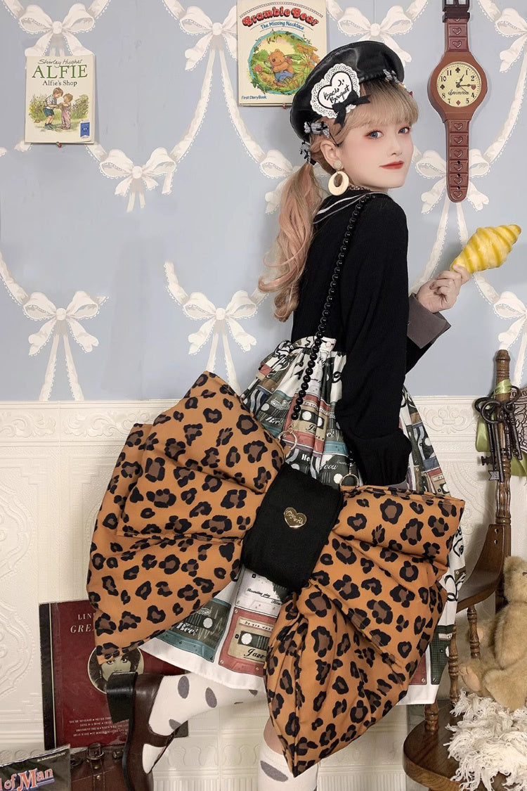 Brown Polka Dot Print Bowknot Shaped Sweet Lolita Backpack
