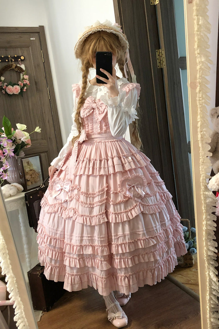 Pink [Heart In Love] Multi-Layered Ruffled Bow Sweet Lolita Jsk Dress