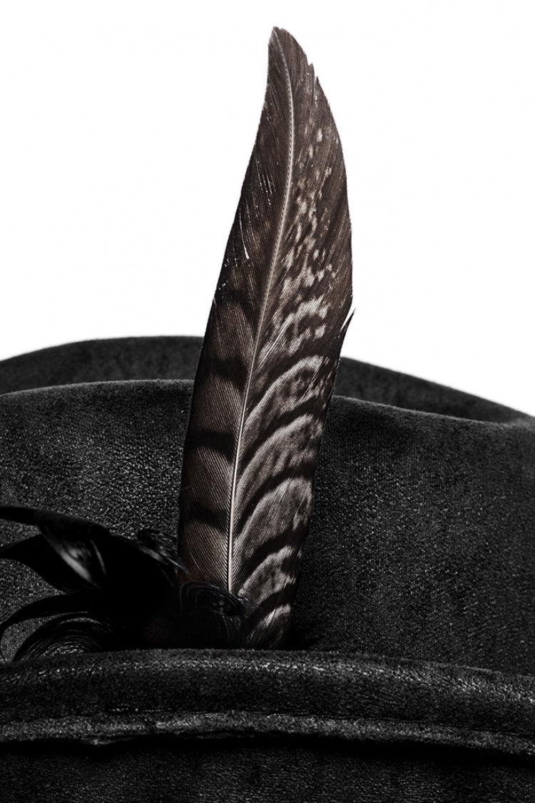 Black Tassels Feather Skull Men's Punk Hat