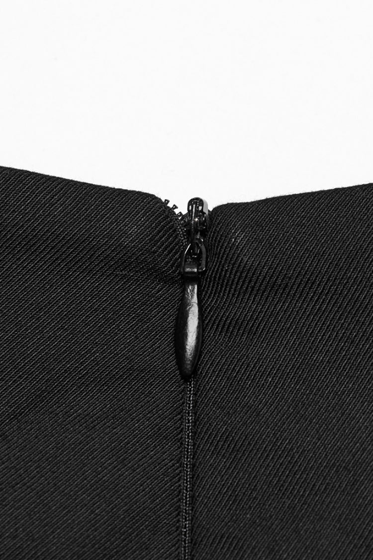 Jupe plissée punk pour femmes avec boucle à volants crâne noir 