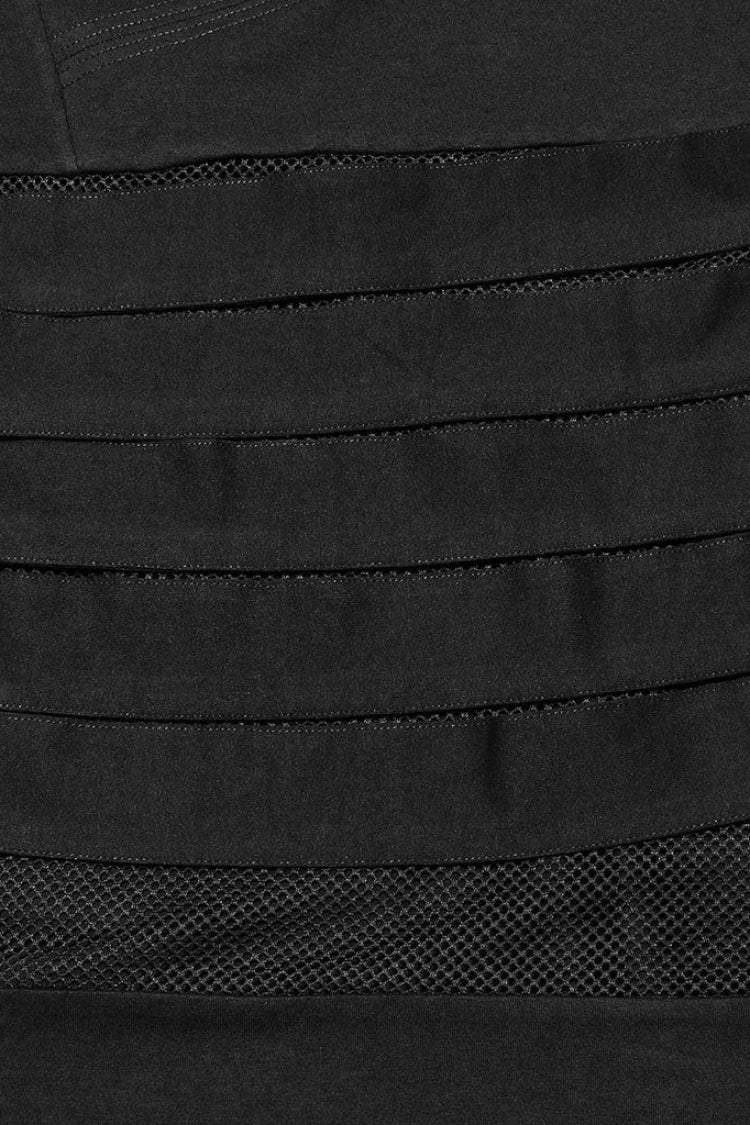 Black Short Sleeves Stitching Hooded Mesh Ripped Mens Steampunk T-Shirt