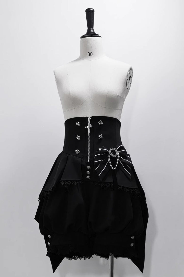 Black Wonderful Trick Stripe Print Lace Ouji Fashion Elegant Lolita Shorts