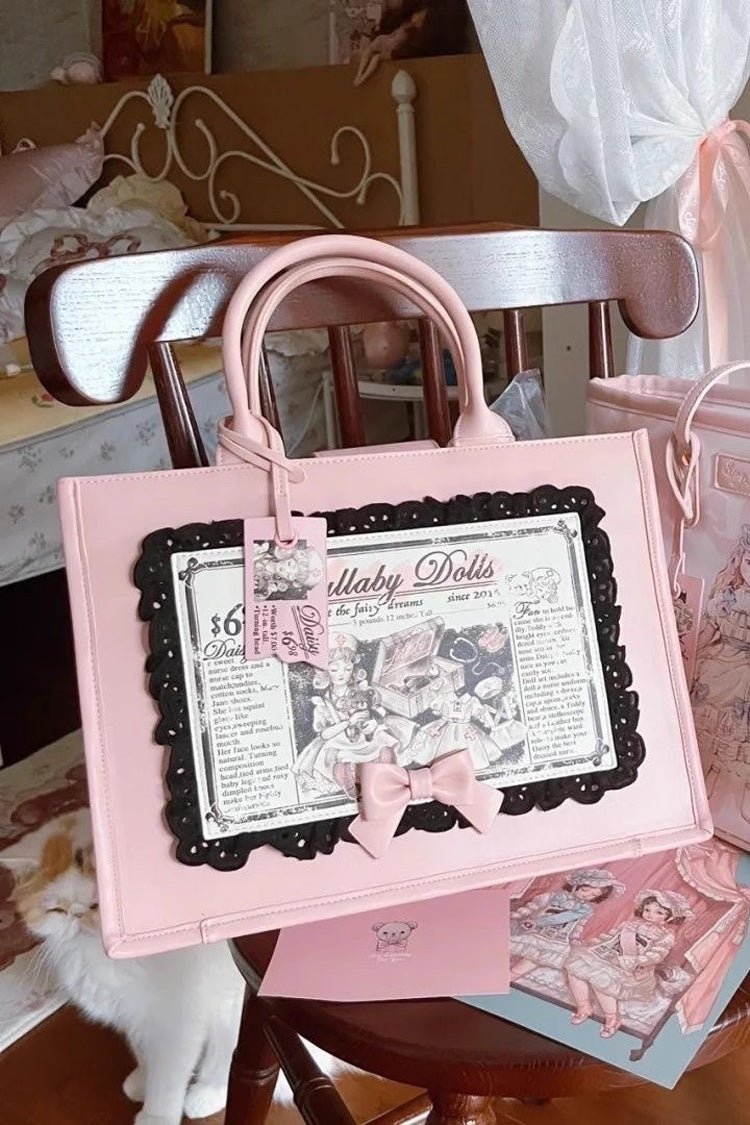 Pink Antique Doll Wall Print Sweet Japanese Lolita Handbag