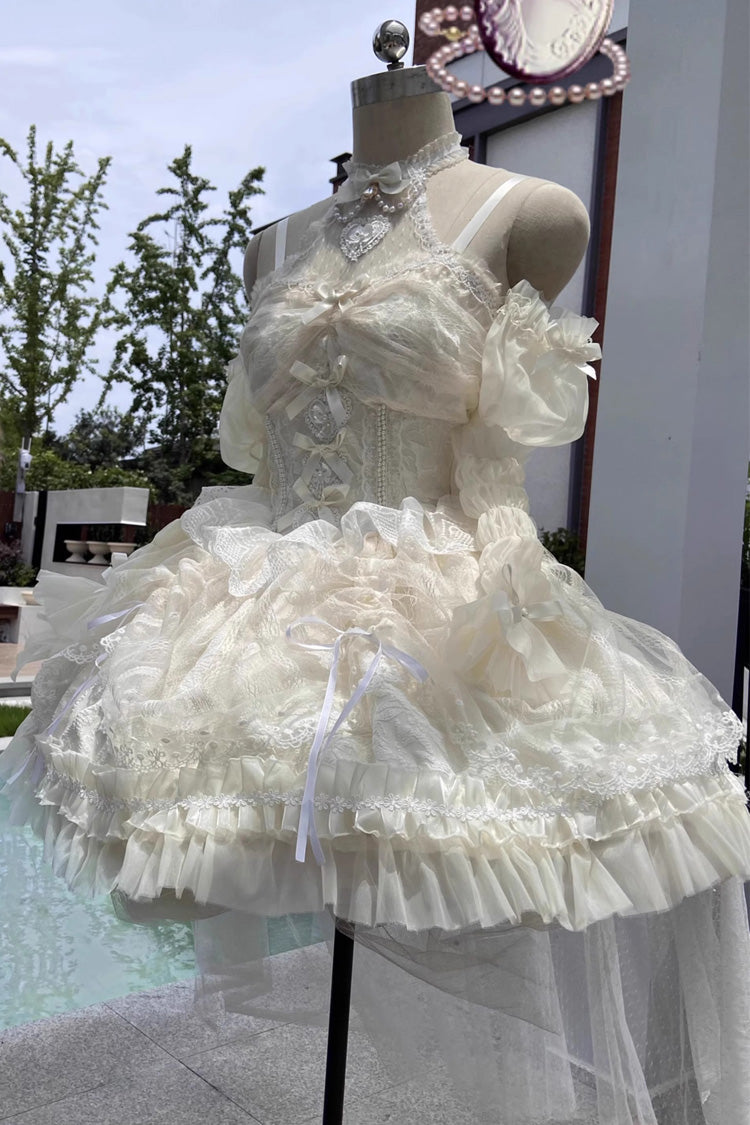 Ivory Ballet Dream Halterneck Ruffle Bowknot Lace Mesh Sweet Lolita Dress