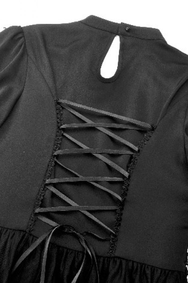 Black Short Puff Sleeves High/low Multi-Layered Women's Gothic Chiffo –  LolitaInside