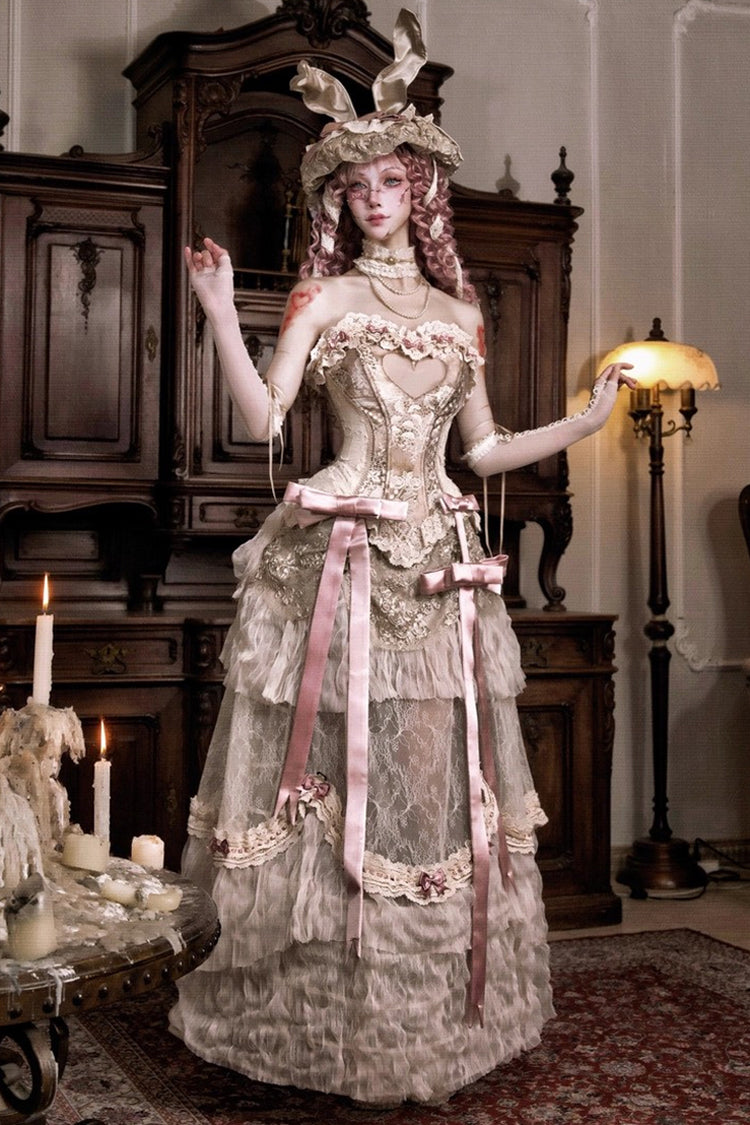 Light Brown [Cupid’s Poetry Box] Ruffle Embroidery Bowknot Lace Fishbone Classic Elegant Lolita Vest