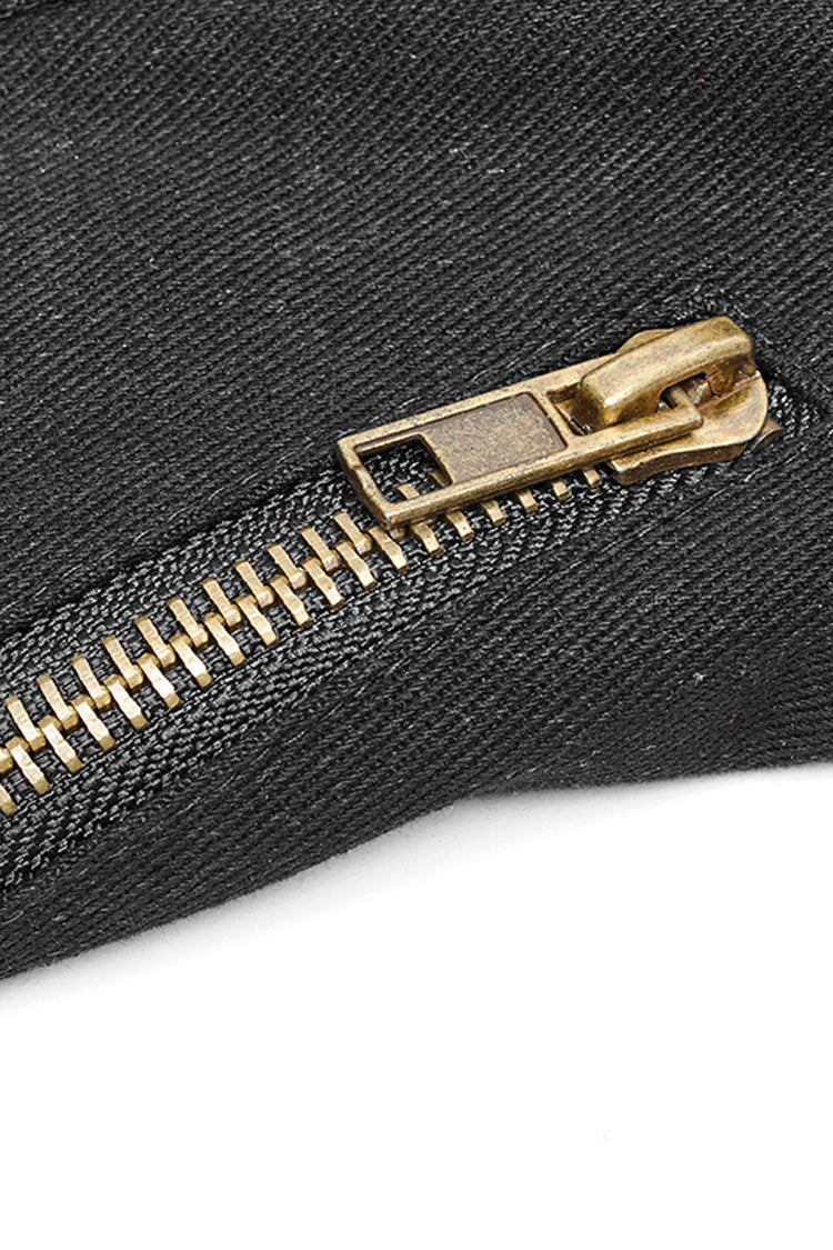 Schwarze ärmellose zweireihige Retro-Metallknopfdekoration Steampunk-Weste für Herren