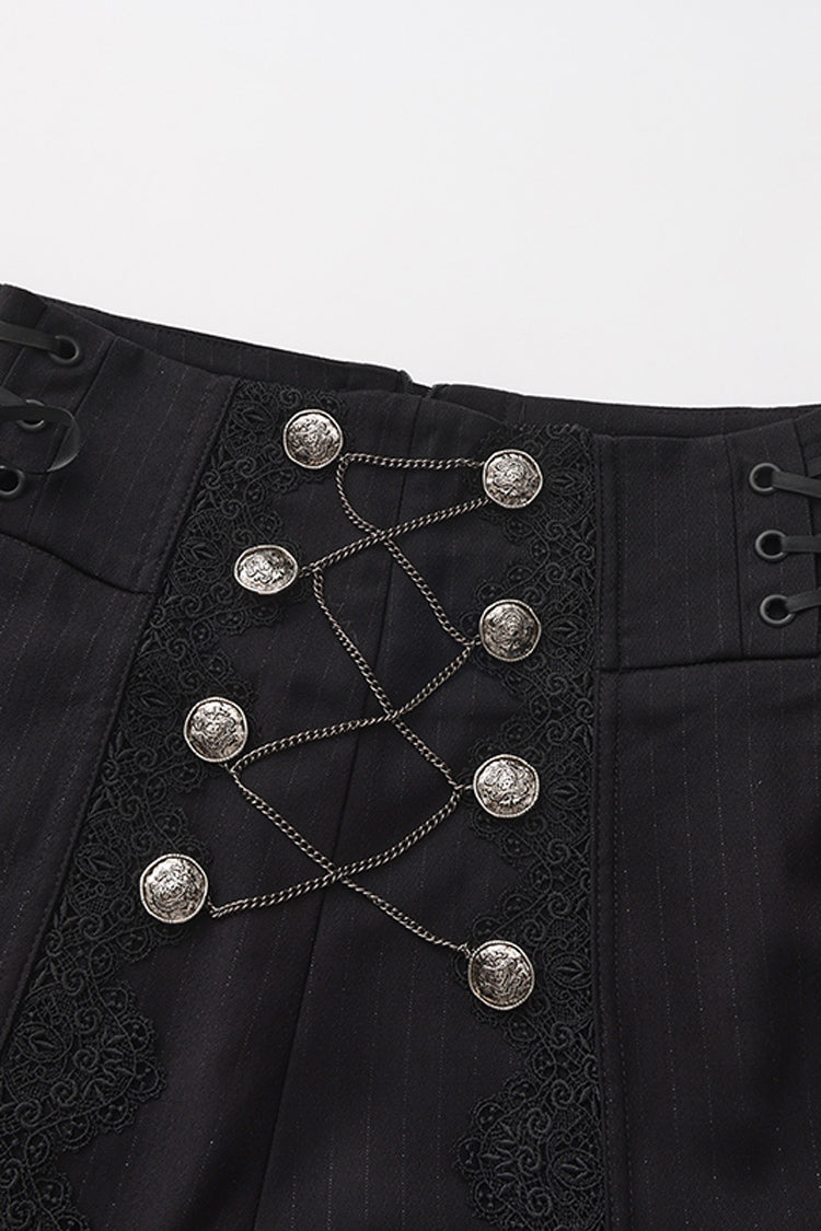 Black Double-breasted Chain Cross Embroidery Ouji Vintage Elegant Prince Gorgeous Lolita Pants
