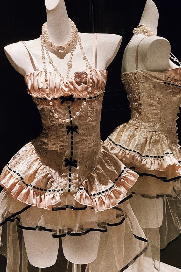 Golden Rose Ruffle Embroidery Lace Sweet Gorgeous Lolita Skirt Set