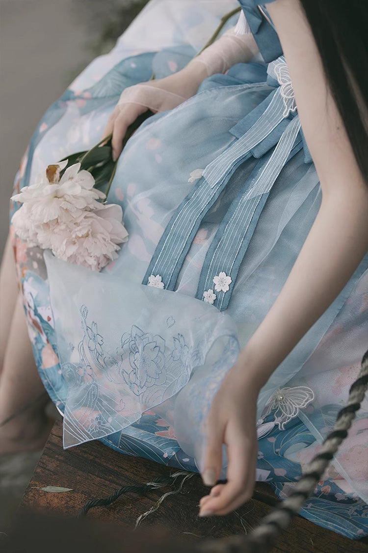 Multi-Color Mount Fuji Cherry Blossom Season Print Bowknot Alice Sweet Lolita JSK Dress