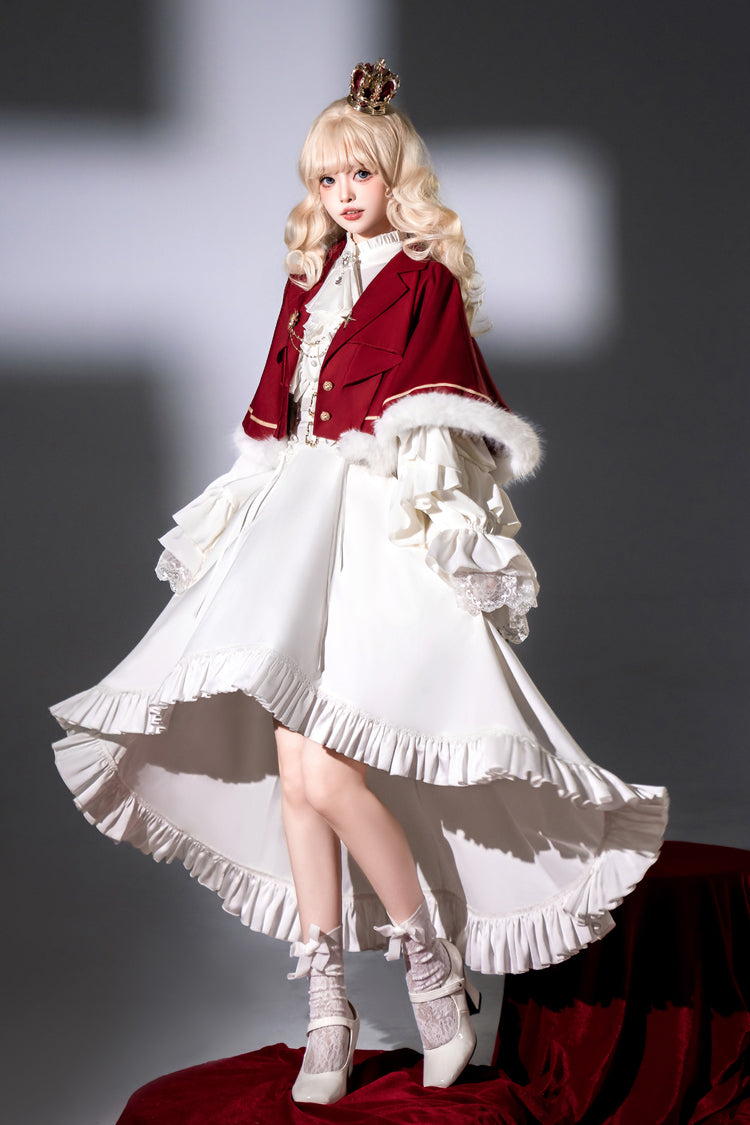 White [Day and Night Song] Long Sleeves Ruffle Ouji Gothic Lolita Skirt Pants
