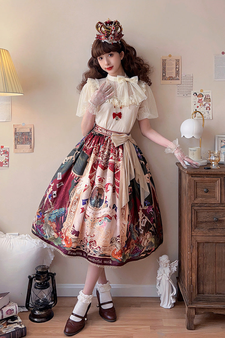 Red [Kaleidoscope of Dreams] Oil Print Sweet Vintage Gorgeous Lolita Skirt