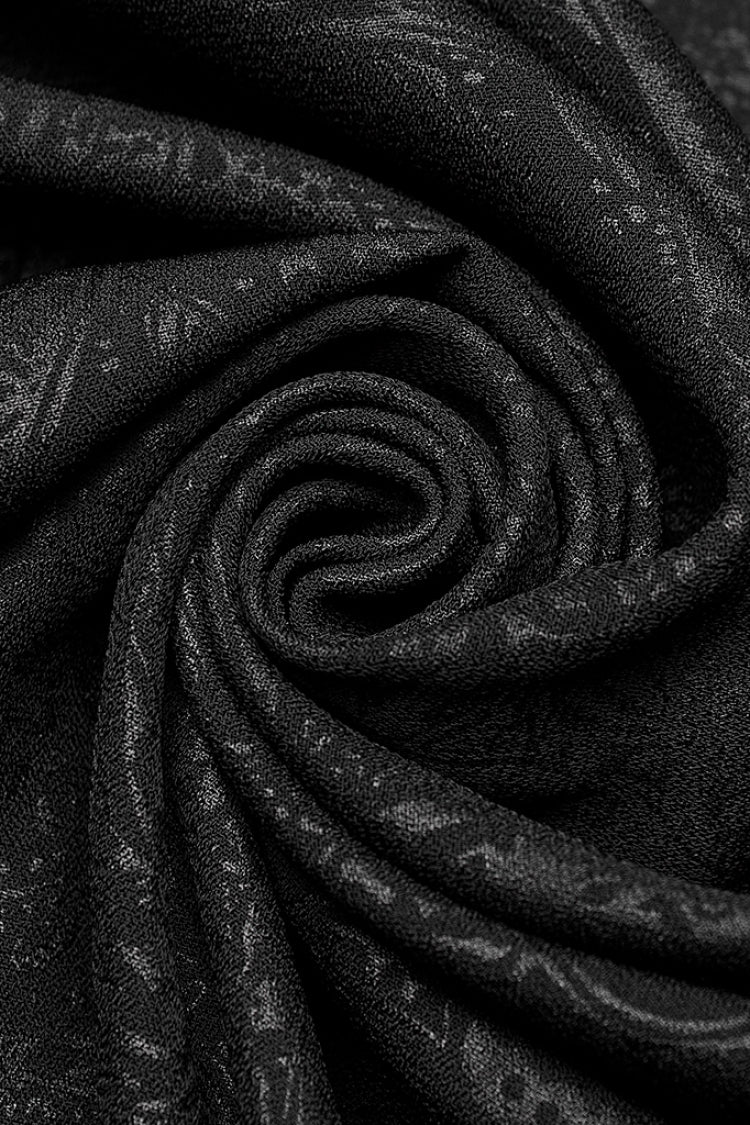 Black Off Shoulder Print Stitching Irregular Mesh Women's Gothic Dress