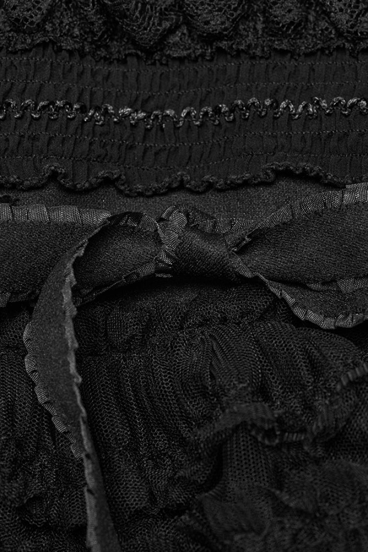 Black Ruffle Stitching Mesh Women's Gothic Leg Warmers