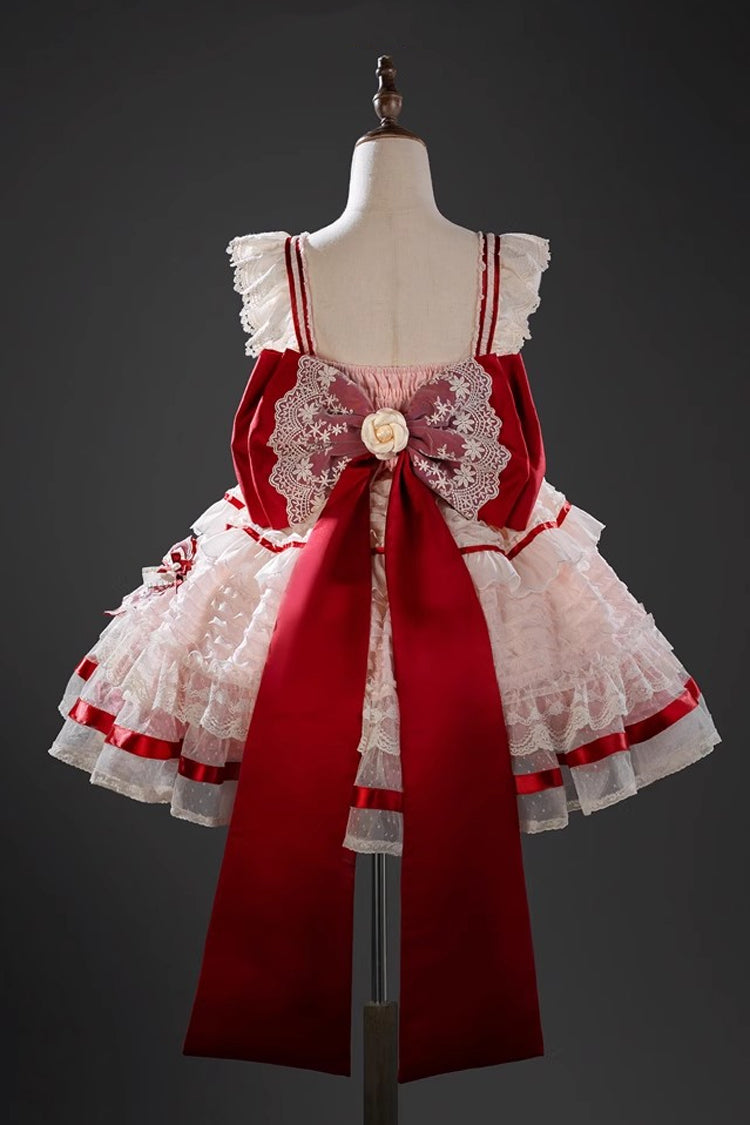 Pink [Moonstone] Sleeveless Ruffle Embroidery Bowknot Lace Fishbone Sweet Princess Lolita Dress