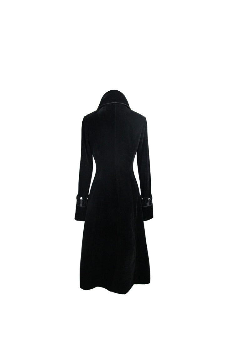Black Retro Stand Collar Stage Costume Women's Gothic Coat