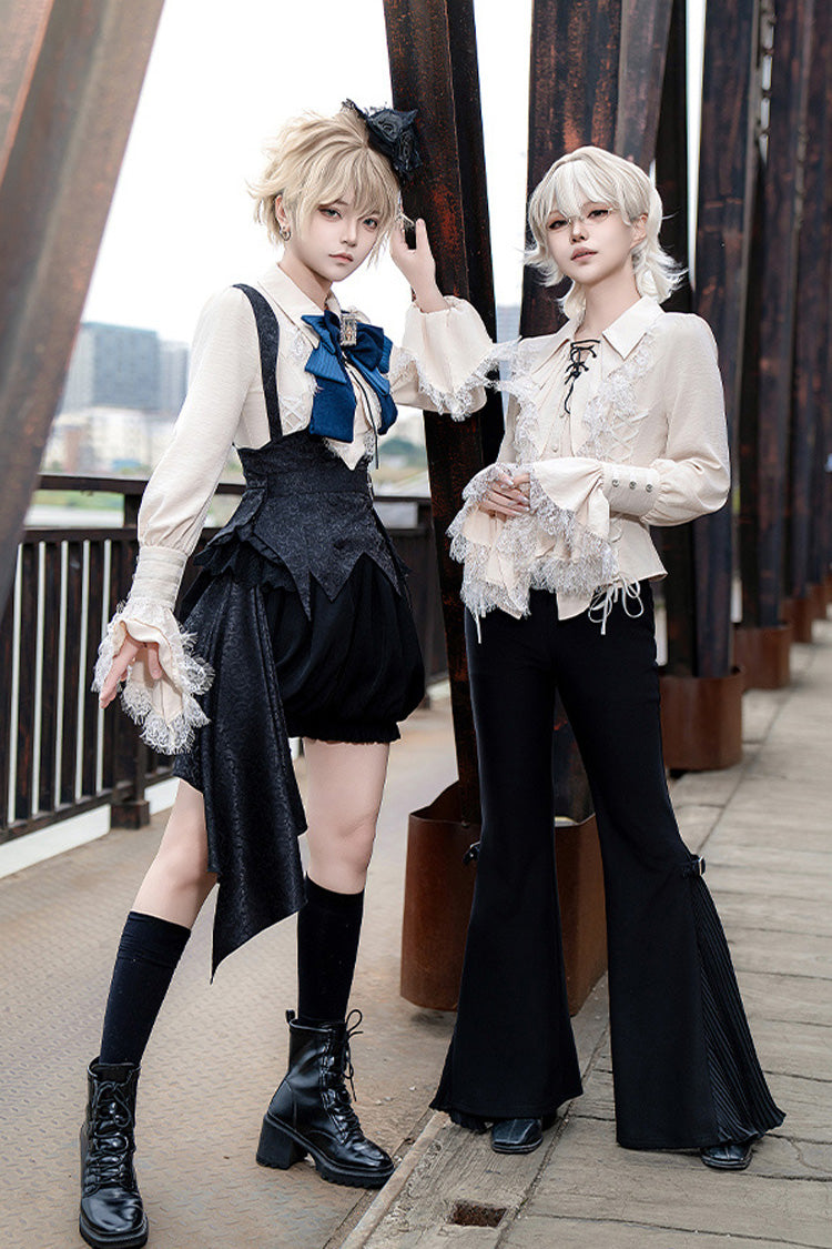 Black [Gold Hunter] Long Sleeves Pirate Style Gothic Shorts