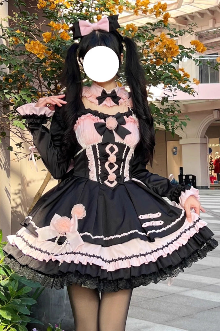 Shadow Rose Sleeveless Multi-layer Ruffle Bowknot Stitching Gothic Lolita Jsk Dress 5 Colors