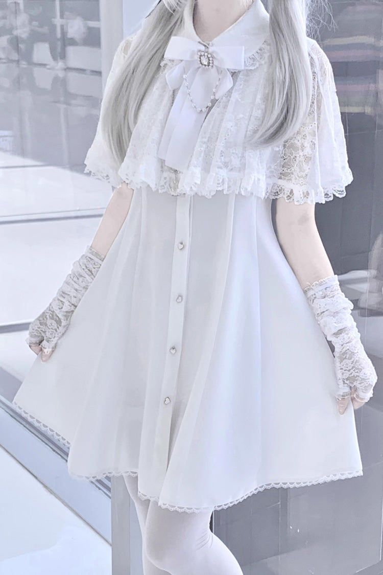 Lace Shawl Sleeveless Bowknot Chiffon Slim Jirai Kei Dress 2 Colors