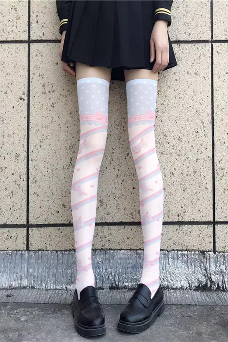 Cute Anime Print Sweet Japanese Lolita Over The Knee Socks 10 Styles