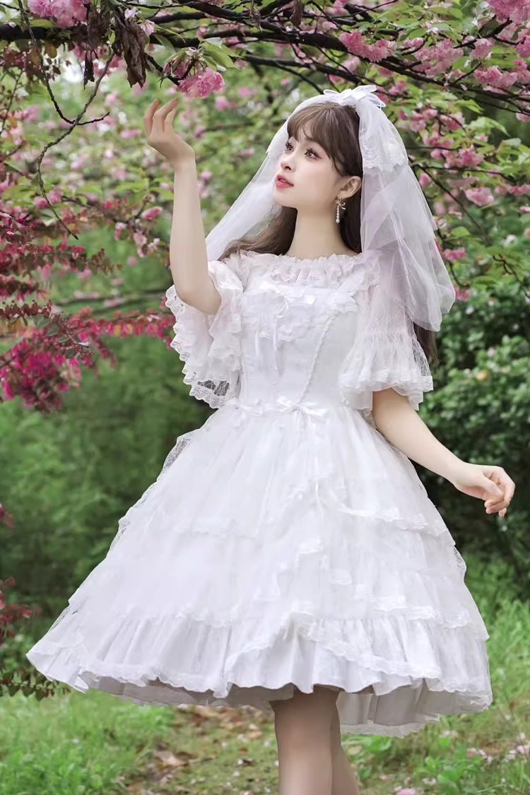 Iris Love Multi-layer Jacquard Bowknot Sweet Elegant Princess Lolita Jsk Dress 2 Colors