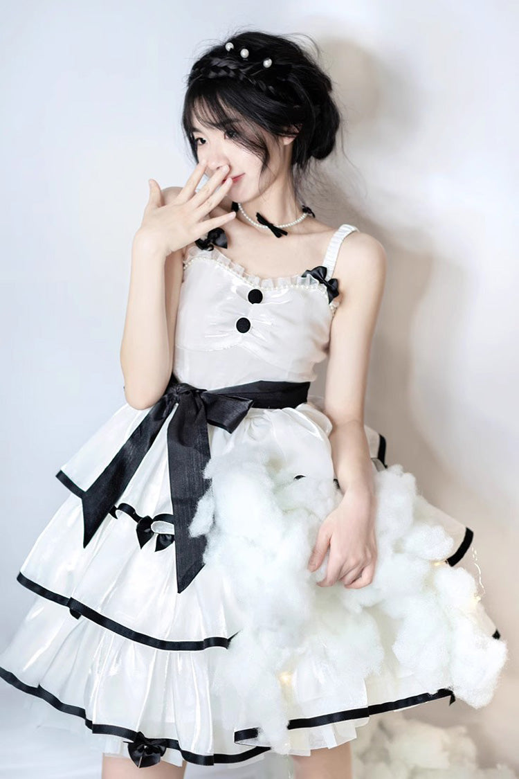 Rose Contrast Color Large Swing Tiered Sleeveless Gothic Lolita JSK Dress 3 Colors