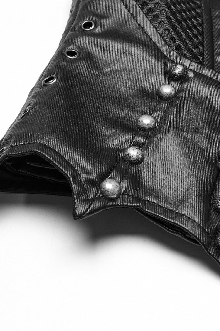Black Batlike Stitching Zipper Women's Punk Underbust Corset