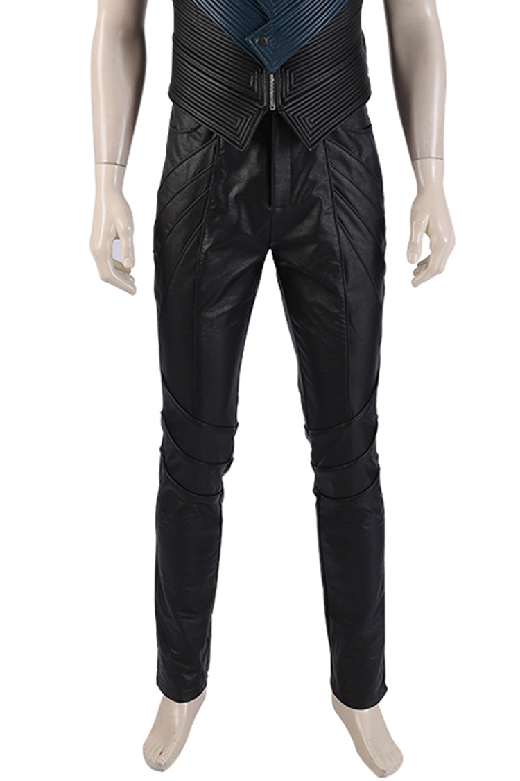Devil May Cry 5 Vergil Black Long Windbreaker Suit Halloween Cosplay Costume Black Pants