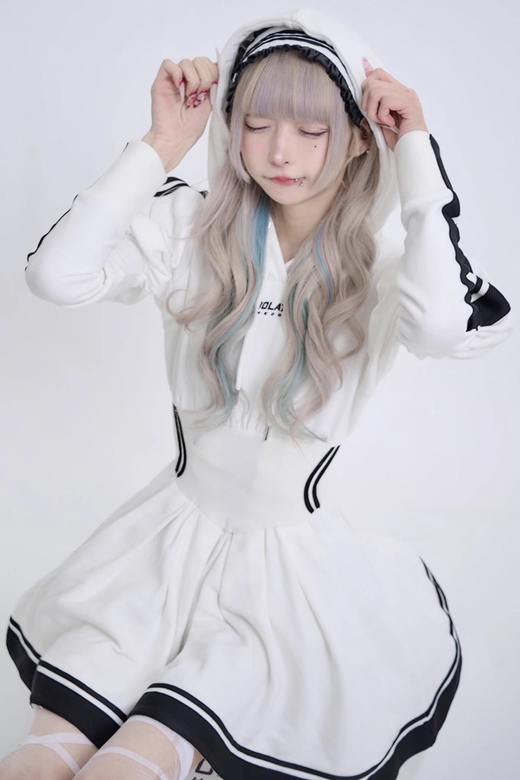 Japanese Long Sleeves Ruffle Bowknot Punk Jirai Kei Sweater Dress 3 Colors