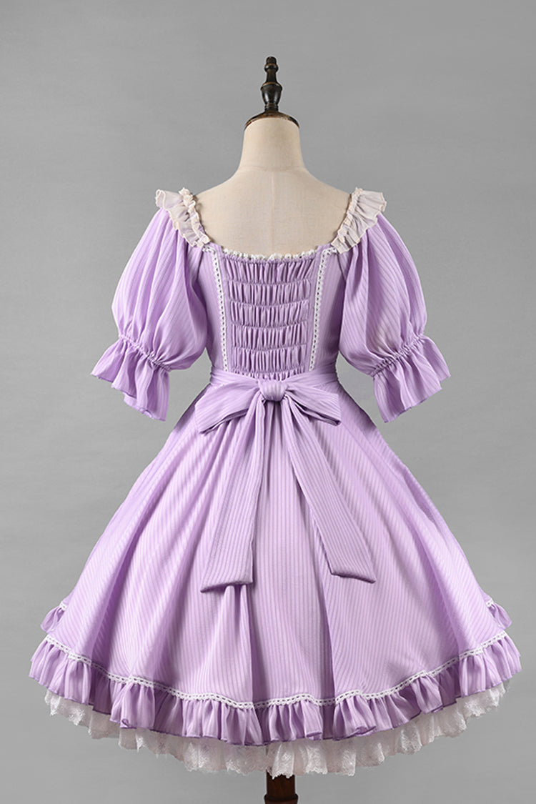 Midsummer Galaxy Solid Color Short Sleeves Ruffle Bowknot Sweet Lolita OP Dress