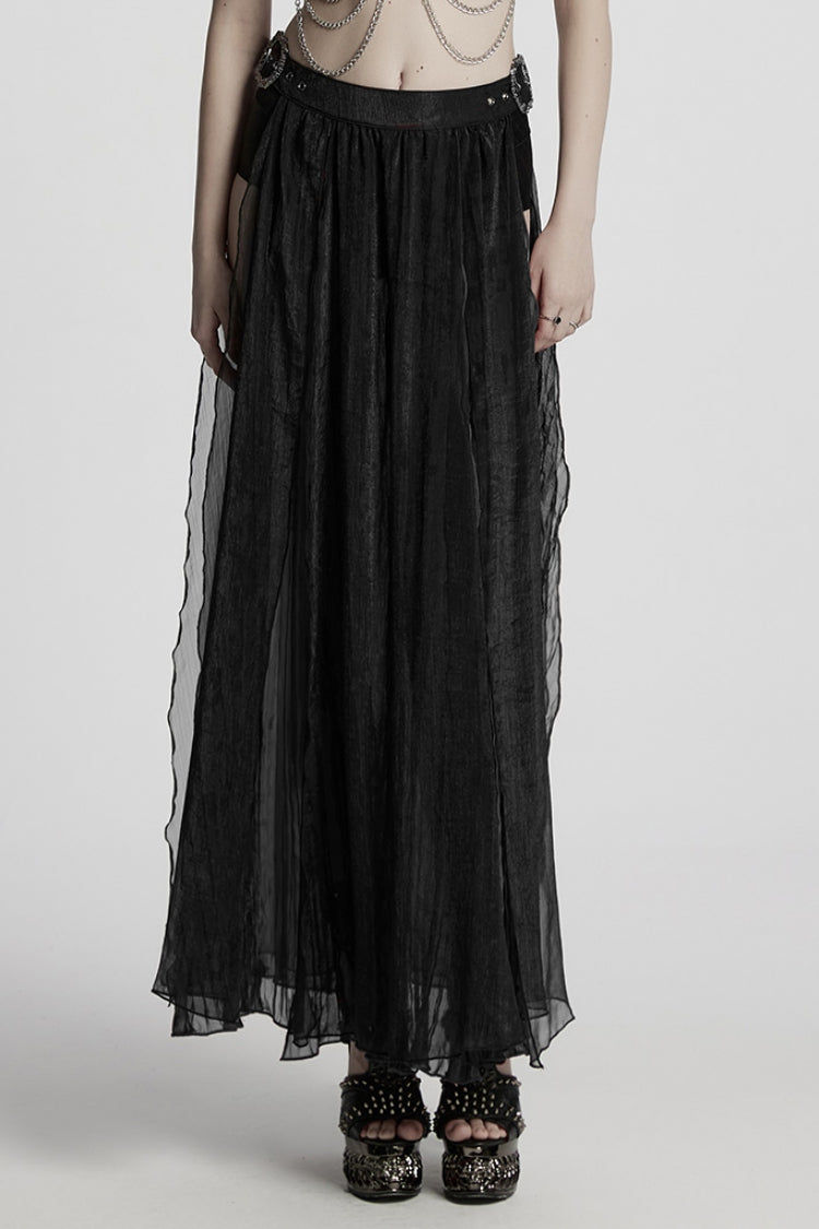Black Buckle Split Women's Gothic Skirt